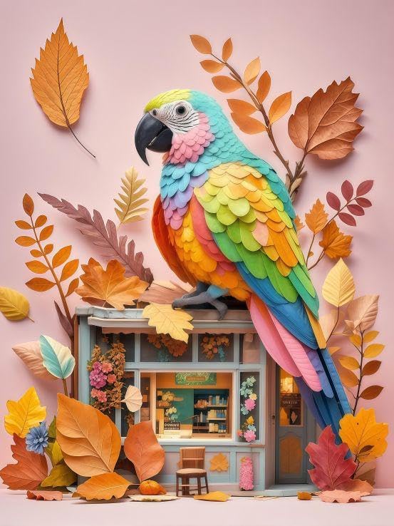 Jigsaw Puzzle 1000 Pieces Colorful Parrot, Pink Background Autumn Leaves, 19.7x27.6 Inches for Adults & Teens 14+ Family Game (Colorful Parrot) C0807