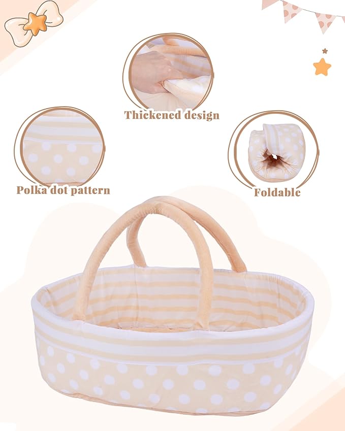 BABESIDE 8 PCS Reborn Baby Doll Clothes Set with Bassinet for 17-22 Inch Dolls Babys Doll Clothes Outfit Accessories fit Baby Doll Girl Boys, Yellow