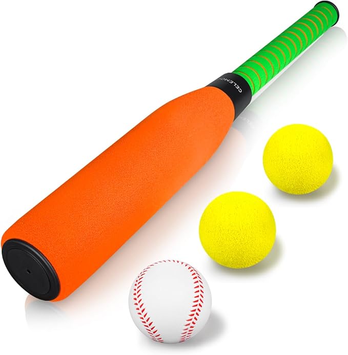 CeleMoon 22 Inch Soft Foam Kids Baseball Bat Set with Balls | Gift Toys for Children Toddlers Boys Girls Age 3-5-8 Outdoor Indoor Sport T Ball Game Playing
