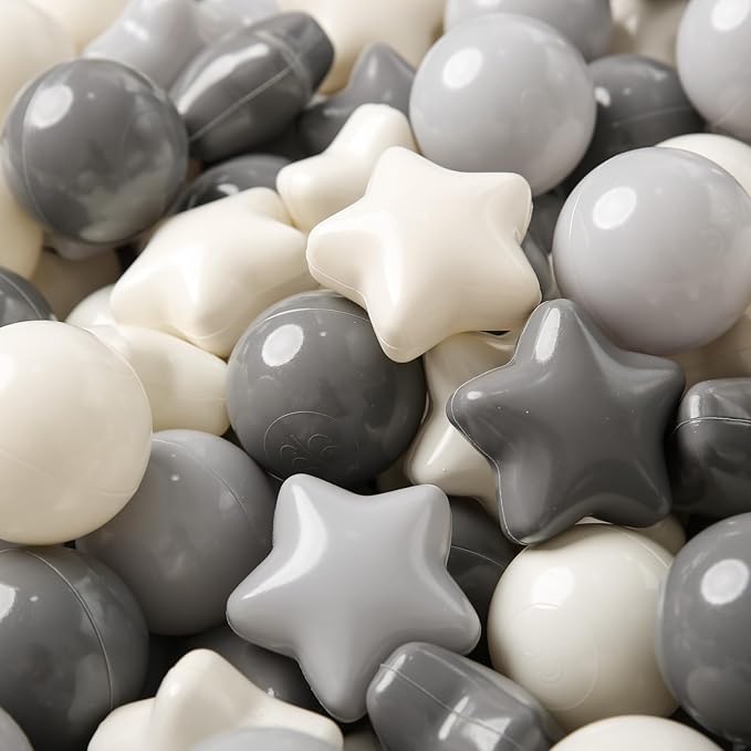 TRENDPLAY Star Ball Pit Balls for Toddlers -50 100 200 Count Star Balls Different Shapes, Non-Toxic Plastic Balls for Safe Play, Boys Girls Festival Party Decoration