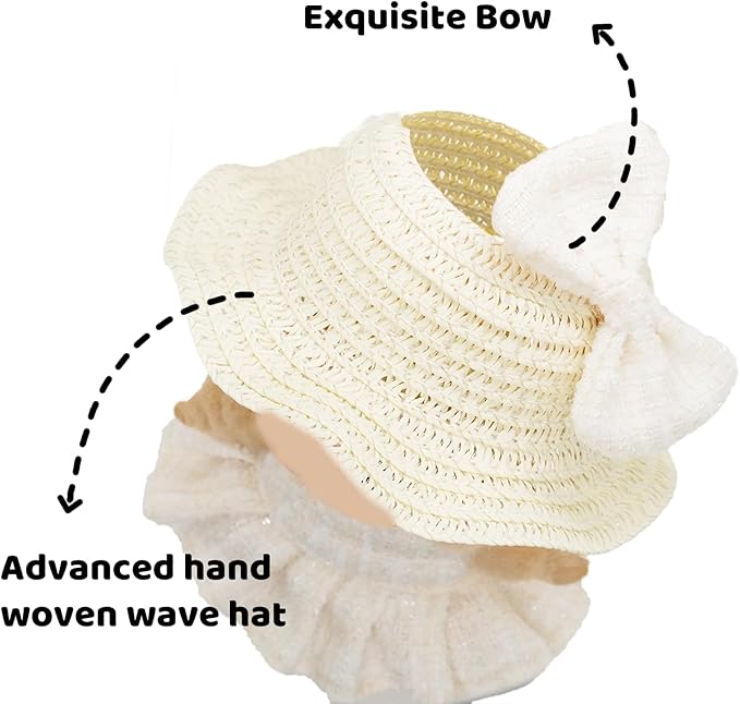 Doll Clothes for 17cm Dolls, Premium Handmade Fashion Clothes 3 Piece Set Including a Weaving Hat, Clothes and Bow with High-End Dolls Accessories for Play & Display - Pure White (No Doll No Logo)