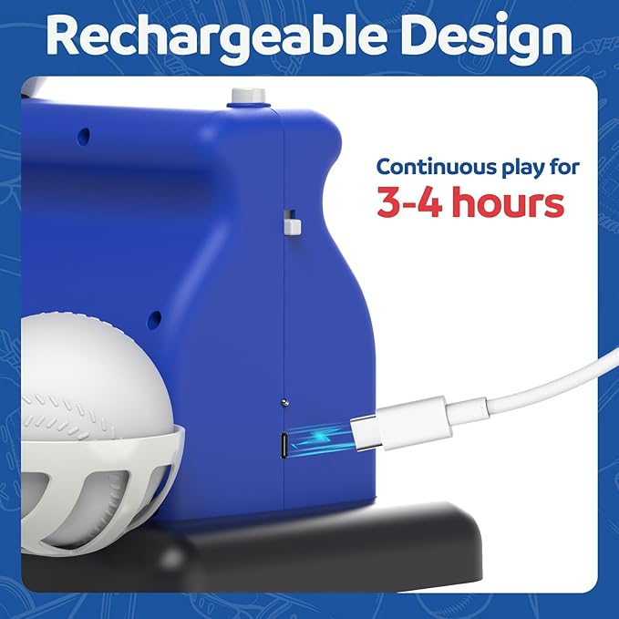 Automatic Baseball Pitching Machine for Kids, Baseball Hitting Trainer with Bat & 4 Balls, T Ball Launcher Training Equipment, Outdoor Indoor Sports Toy Gift for Boys Girls 6+
