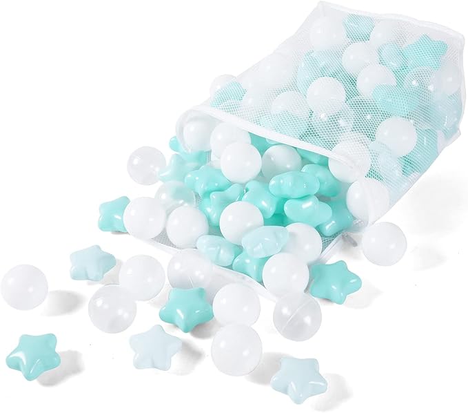 Realhaha Ball Pit Balls 50 100 200 500, Star Shapes for Babies Kids Playpen Plastic Balls for Babies Ball Pool Puppy Playballs