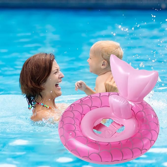 New Baby Swimming Pool Floats for Toddler Kids 8-48 Months Under 44lb, Inflatable Swim Ring Water Raft with Seat for Summer Beach Outdoor Children Infant Bath Toys