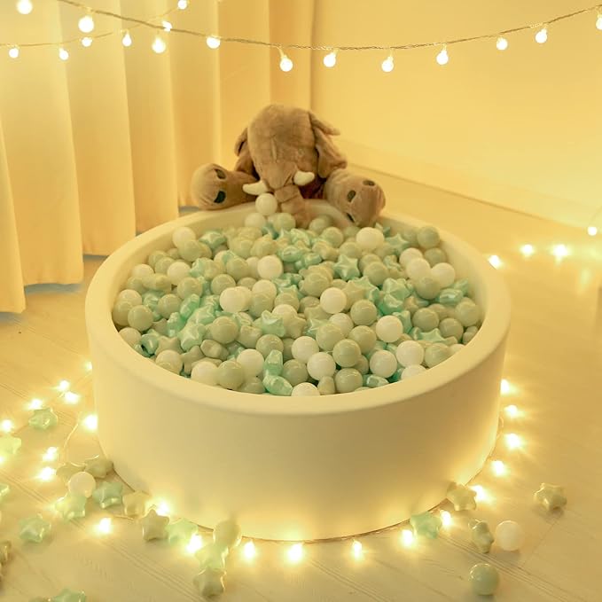 TRENDPLAY Star Ball Pit Balls for Toddlers -50 100 200 Count Star Balls Different Shapes, Non-Toxic Plastic Balls for Safe Play, Boys Girls Festival Party Decoration
