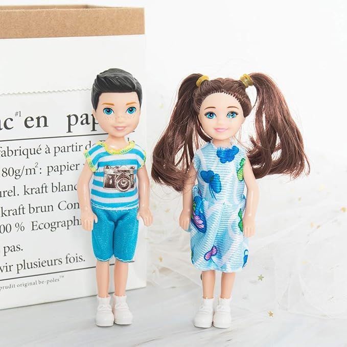ONEST 10 Sets 5 Inch Mini Dolls with Doll Clothes Party Grown Outfits Doll Accessories