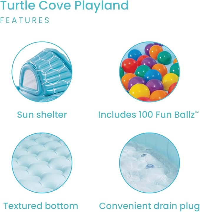 INTEX 48677EP Inflatable Turtle Cove Playland: Paddling Pool or Ball Pit - 86" x 81" x 38"