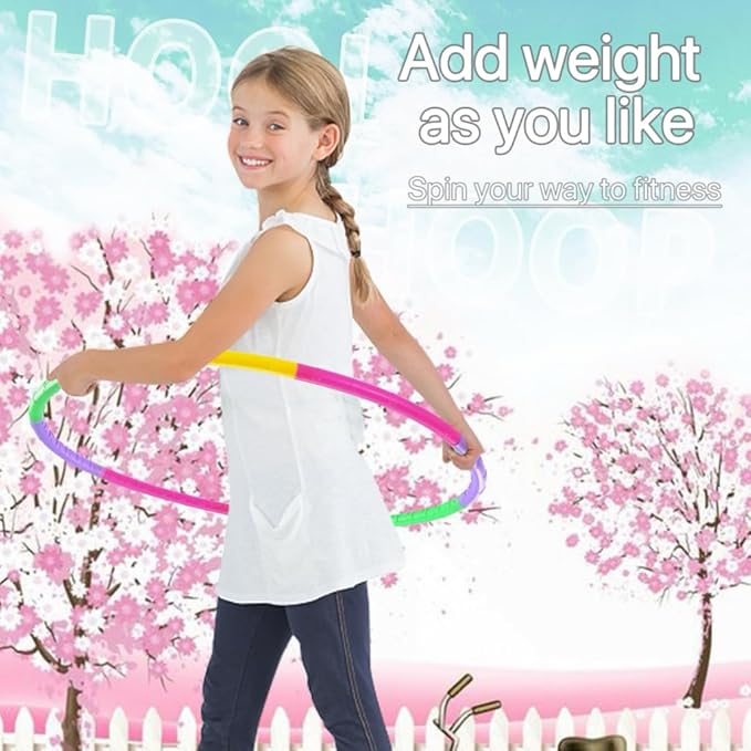 Exercise Hoop for Kids,Detachable and Adjustable Weight Kids Exercise Hoop, Multicolor Plastic Sports Play Hoop
