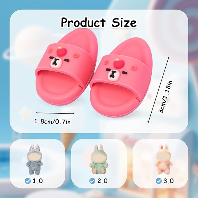 Summer Sandals for Dolls - Blue Open-Toe Slippers, Cute Accessories for Photography, Display & Collectors Age Limit 15 （red）