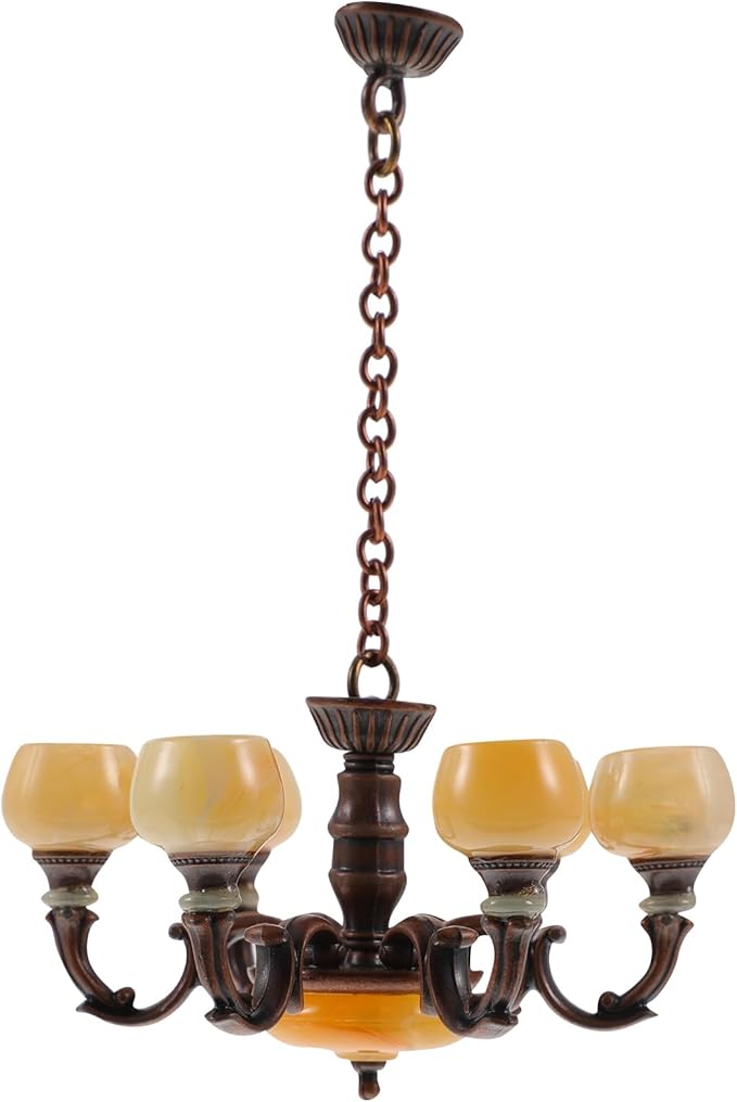 Garneck Dollhouse Chandelier Lights: 1/12 Scale Miniature Ceiling Lamp Vintage Mini Pendant Light Furniture Decor Gift for Kids Girls DIY Lovers Doll House Decoration Accessories