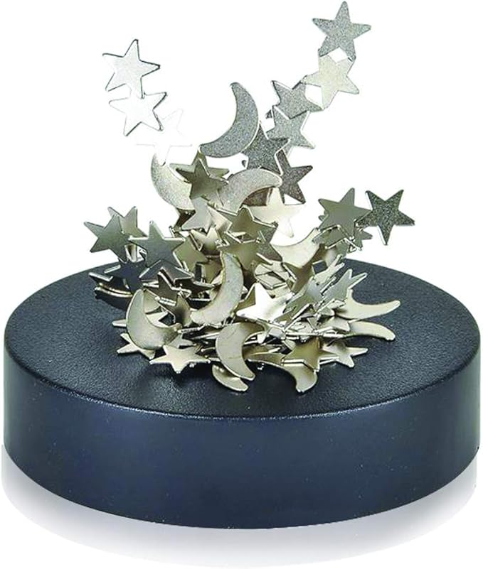 ArtCreativity Magnetic Moons & Stars Sculpture (Set of 2) - Desk Magnet Fidget Toys for Adults, Stress-Relief Office Decor, Stocking Stuffers & Educational Development Toys for Kids