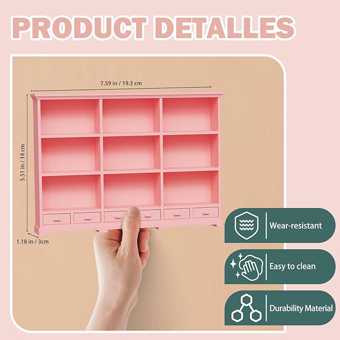 1:12 Scale Dollhouse Bookshelf, Classic Doll House Bookcase & Versatile Dollhouse Furniture Decor, Interesting Christmas & Birthday Gift for Kids