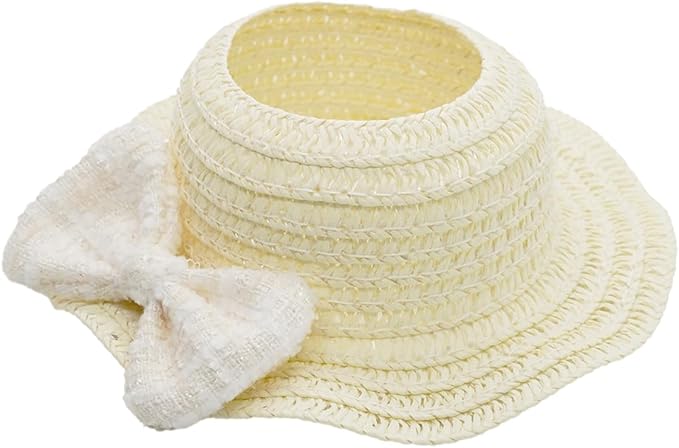 Doll Clothes for 17cm Dolls, Premium Handmade Fashion Clothes 3 Piece Set Including a Weaving Hat, Clothes and Bow with High-End Dolls Accessories for Play & Display - Pure White (No Doll No Logo)