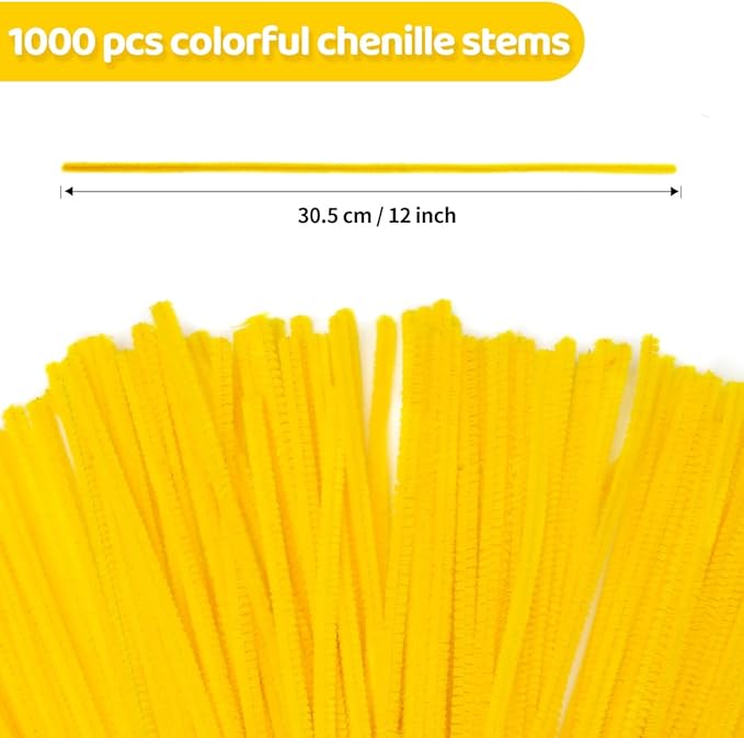 Eppingwin 1000pcs Pipe Cleaners, Yellow Pipe Cleaners Craft Supplies,Chenille Stems for DIY Arts Crafts Project(Yellow)