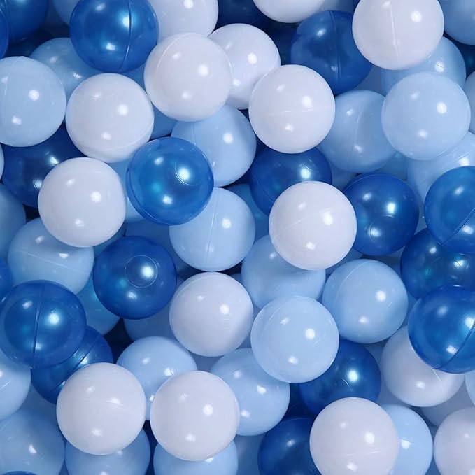 GOGOSO Ball Pit Balls for Toddler, Baby Plastic Playballs Kids Soft Pastel Pelotas Non-Toxic BPA-Free Pearl Blue+Light Blue+White 1000 Balls
