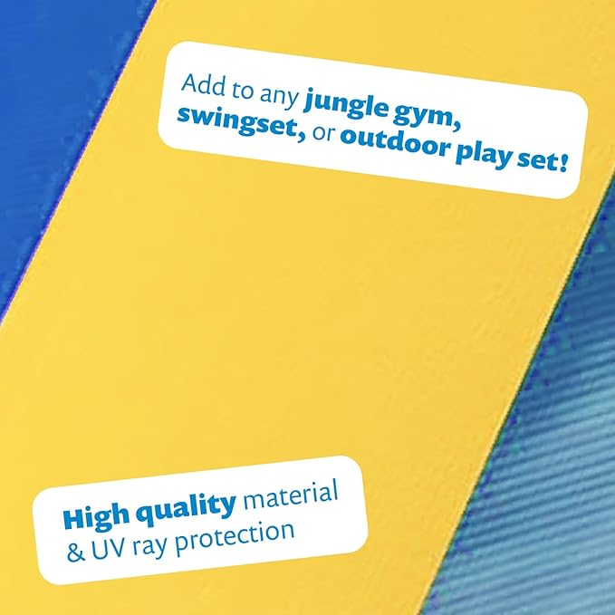 Squirrel Products Tarp Canopy Shade Replacement for Playground Swing Set - 52 x 89 Inch - Blue and Yellow