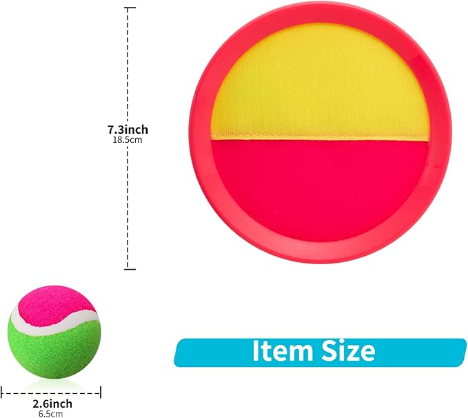 Beach Games, Outdoor Toys for Kids Ages 4-8, Toss and Catch Ball Set, with 4 Paddles 3 Balls, and 1 Storage Bag, Beach Toys Easter Gifts for Kids