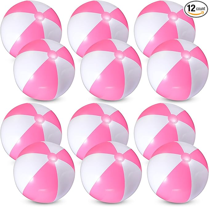 12 Pcs 16'' Beach Ball PVC Inflatable Ball Bulk Blow up Pool Balls for Swimming Pool Summer Hawaiian Tropical Theme Party Favors Decorations Favors Supplies
