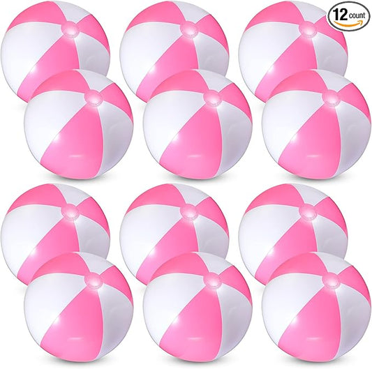 12 Pcs 16'' Beach Ball PVC Inflatable Ball Bulk Blow up Pool Balls for Swimming Pool Summer Hawaiian Tropical Theme Party Favors Decorations Favors Supplies
