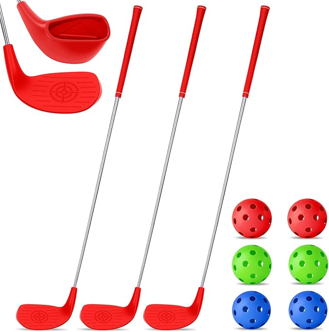 3 Pack 36" Backyard Golf Club with 6 Balls Outdoor Game Set, Right Hands Training Practice Course Portable Golf Play Gift for Family Beach Camping Lawn Park Yards Grass Home Indoor
