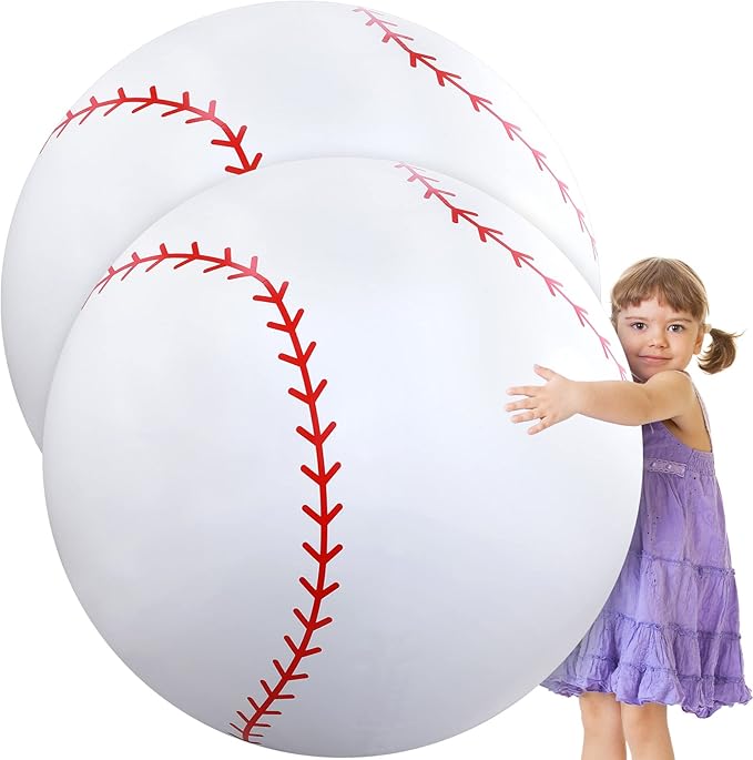 Meooeck 4 Pcs 27 Inch Inflatable Baseball Large Baseball Party Decorations Giant Inflatable Balls for Outdoor Activity Games Sports Event Birthday Party Supplies