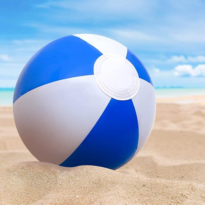 ArtCreativity Blue & White Beach Balls for Kids, Pack of 12, Inflatable Summer Toys for Boys and Girls, Decorations for Hawaiian, Beach, and Pool Party, Beach Ball Party Favors
