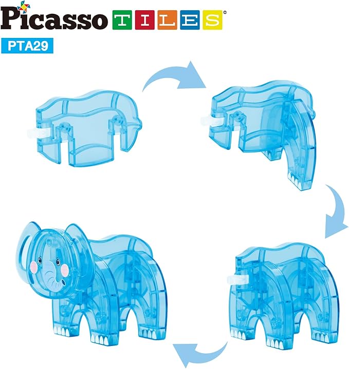 PicassoTiles Magnet Tile Animal Friends Action Figure Playset Mix or Match Figurine Wildlife Character Toy STEM Learning Construction Building Magnetic Tiles Educational Pretend Play Kit Ages 3+ PTA29