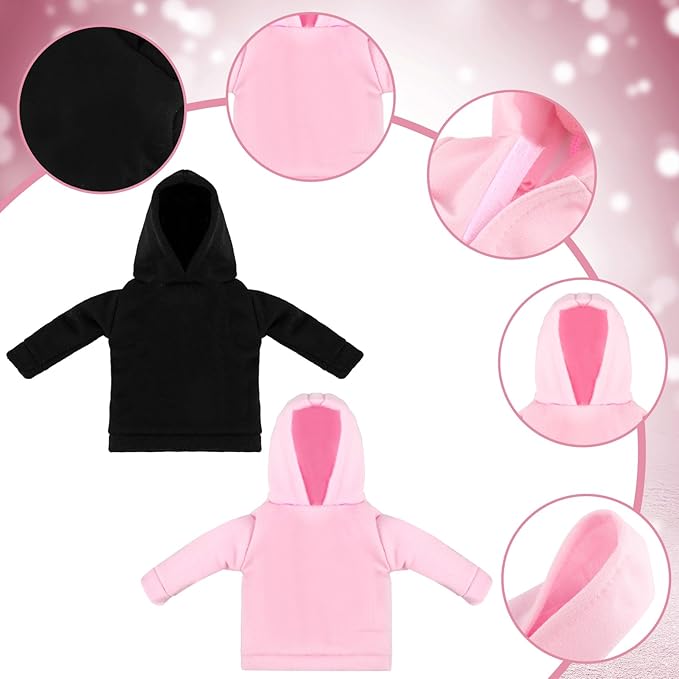 Bencailor 4 Pcs Doll Clothes Winter Sweater Hoodie Accessories Cute Hoodie Clothing Set(Black, Pink, White, Gray,18 Inch Doll)