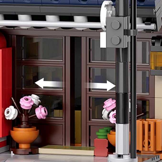 Japanese Tea House Mini Building Set with LED - Japanese Street View Simulation Architecture Construction Toy,Mini Brick 1219pcs