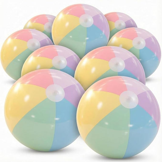 12 Pcs Pastel Inflatable Beach Balls Bulk Pastel Color Jumbo Big Beach Balls Baby Shower Birthday Summer Swimming Party Decorations Favor Water Games(26.5 Inch,Macaron Color)
