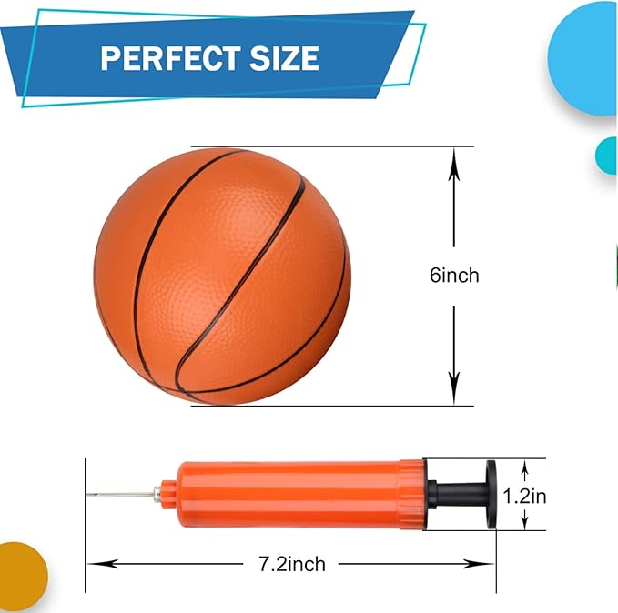 6" Mini Basketball for Mini Basketball Hoop, Beach Sand Pool Ball for Kids Adults, Suits for Over The Door Hoop, Replacement Balls for Indoor Outdoor Sport Game Gift with Pump, 3PCS (Orange)