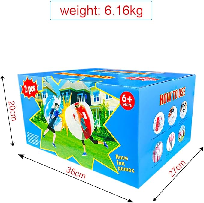 SUNSHINE-MALL 48 inch 2 pcs Bumper Sumo Ball for Adults,Kids, Inflatable Bounce Body Zorb Ball for Outdoor Team Gaming Play for 6 Ages+ (red+Blue)