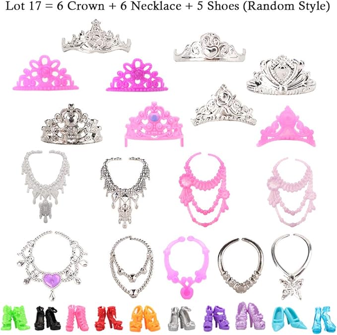 BARWA 10 Pcs Doll Dresses with 17 Accessories Handmade Doll Clothes and Accessories Wedding Gowns Party Dresses for 11.5 inch Dolls
