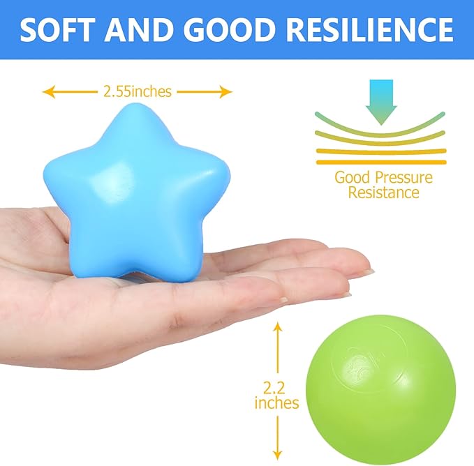 STARBOLO Star Ball Pit Balls for Toddlers -200pcs Plastic Ball Phthalate Free BPA Free Non-Toxic Crush Proof Play Balls Pool Play Tent Playhouse Playpen Party Decoration.
