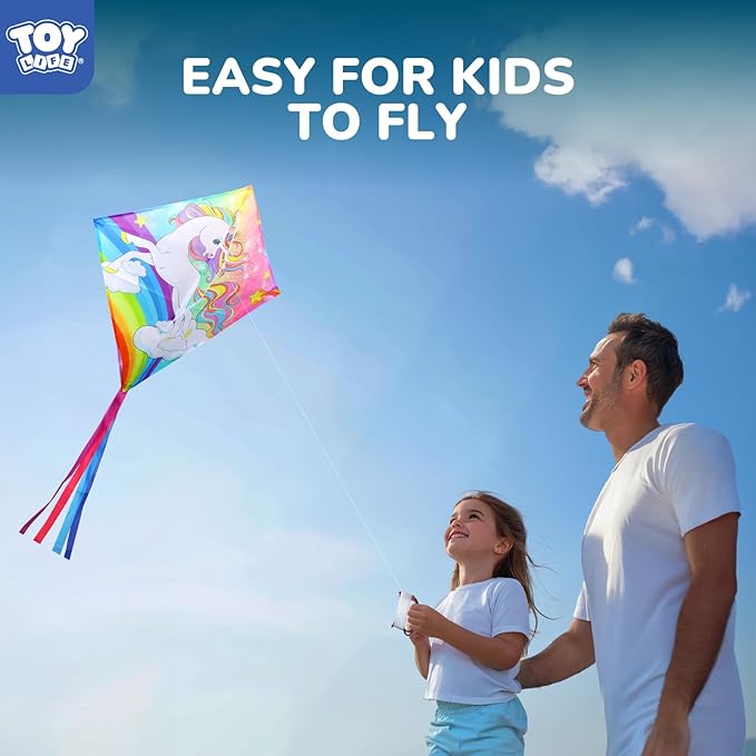 TOY Life Unicorn Kite for Kids – Large Easy to Fly Beach Kite with 50M String & Handle – Durable Nylon Outdoor Toy for Boys & Girls Ages 4-12 – Gift for Beach & Park Fun