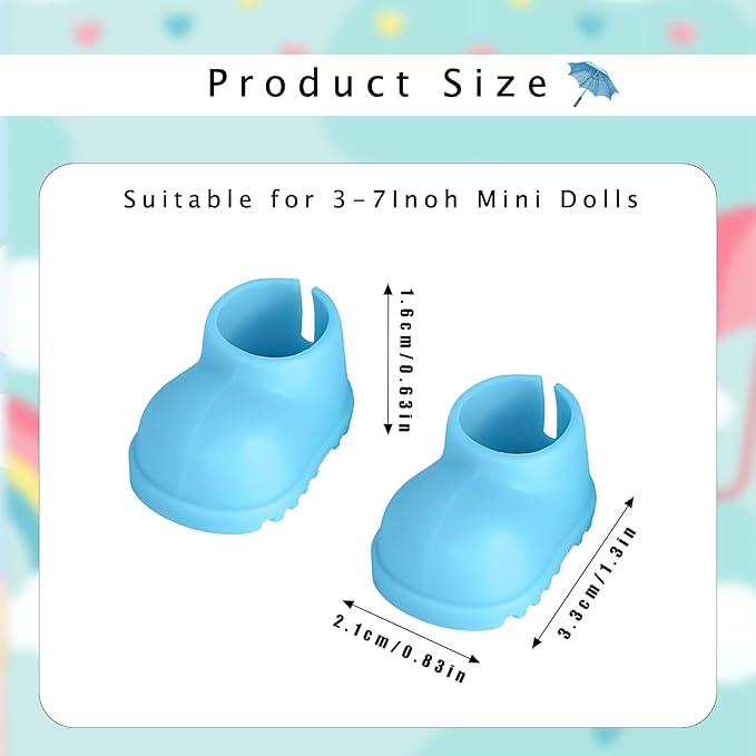 Shoes for 17cm Doll(No Dolls), 5 Colors Available, Adding a Cute and Stylish Touch to Your 17cm Dolls，Silicone Doll Rain Shoes Boots(Light Blue, Pink, White, Black, Brown