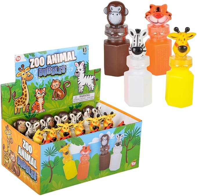 Rhode Island Novelty 0.6oz Zoo Animal Bubble Bottles, Two Dozen Bottles