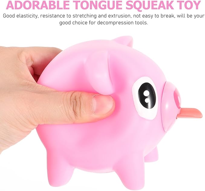 Squeezing Pig Toy, Tongue Stick Out Decompression Pig Sensory Toys – Pink Squeeze Ball for Kids Adults, Stress Relief Party Favors Stocking Stuffers