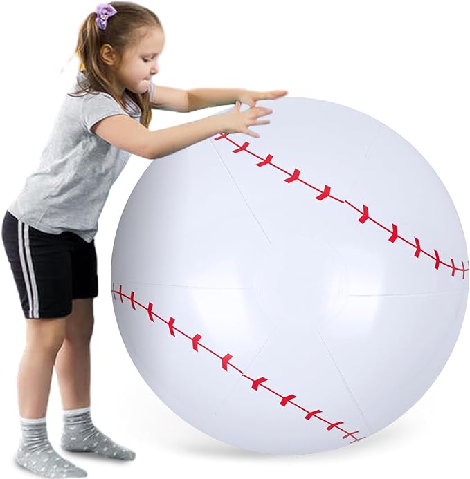 Shindel Inflatable Baseball 27-inch, Giant Inflatable Ball for Baseball Themed Party Decorations & Birthday Decor, Pool Beach Ball Toys for Kids