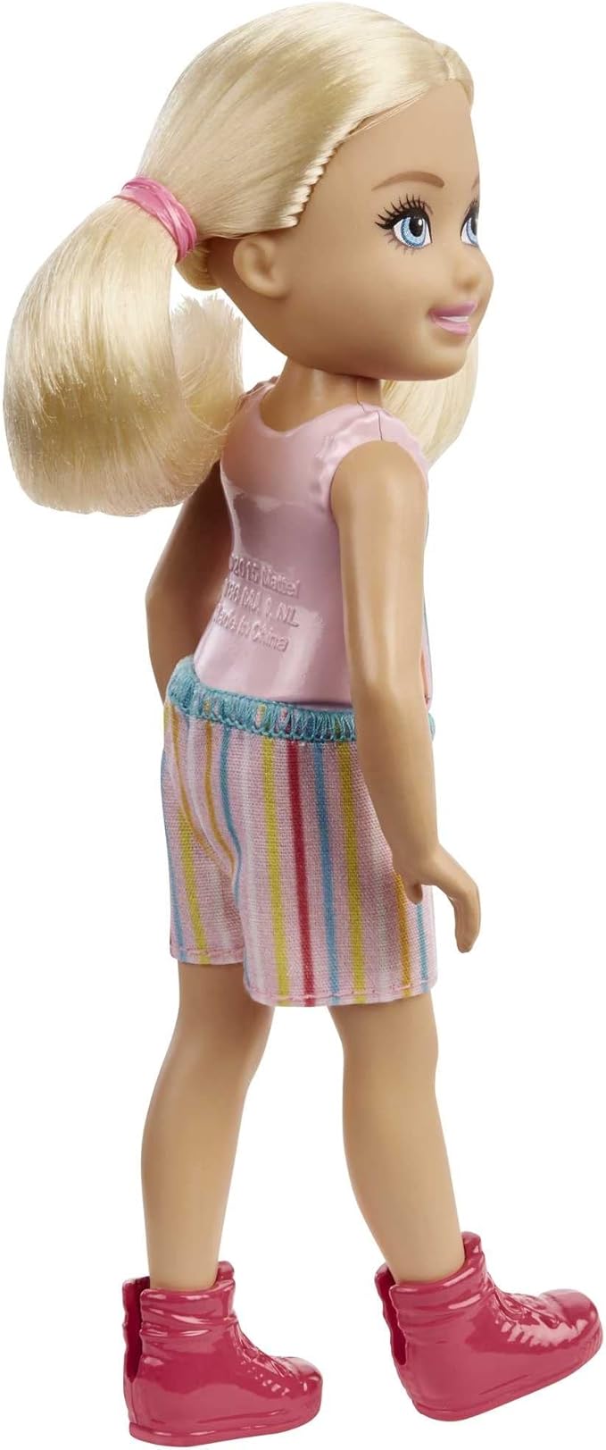 Barbie Chelsea Doll, Small Doll with Blonde Pigtails & Blue Eyes in Removable Striped Dress & Pink Boots