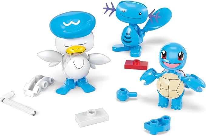 MEGA Pokémon Action Figure Building Toys Set, Water-Type Trainer Team with 79 Pieces, 2 Inches Tall, for Kids