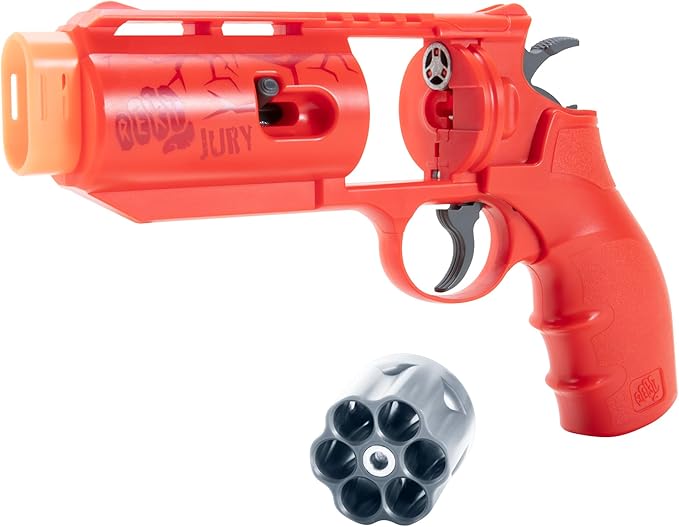Rekt Jury Revolver CO2-Powered Foam Dart Blaster Pistol Gun, Red