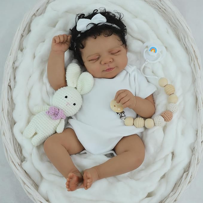 SCOM Reborn Baby Dolls Black Boy- 18 Inch Realistic Newborn Dolls Newborn Baby Dolls African American Real Life Baby Gift for Kids Age 3