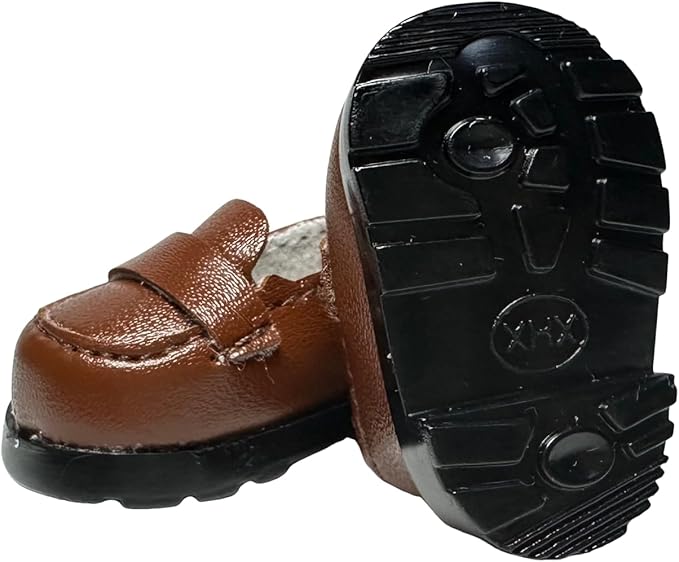 Premium Doll Shoes for Lububu, 15cm 17cm Dolls Accessories, Mini Leather Shoes Fashion Dress Up Doll Shoes Replacement (1, Loafer - Brown)
