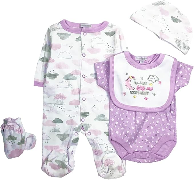 Reborn Baby Dolls Clothes Outfits 22 Inch Girl Clothing Accessories 5 Pcs Set for 20-23 Inch Newborn Reborn Dolls