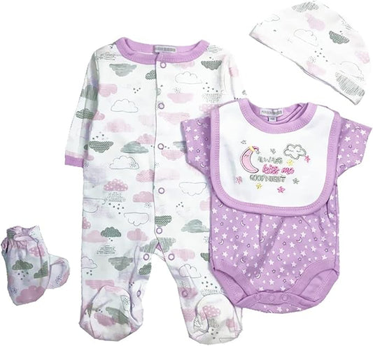 Reborn Baby Dolls Clothes Outfits 22 Inch Girl Clothing Accessories 5 Pcs Set for 20-23 Inch Newborn Reborn Dolls