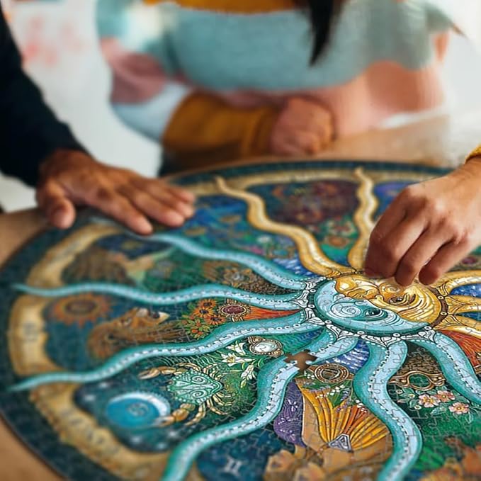 1000 Pieces Zodiac Jigsaw Puzzles for Adults Kids Teen Round Puzzle Game Toys Gift Zodiac Horoscope 26.7" x 26.7"