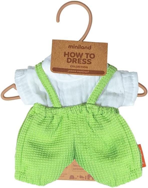 Miniland - Clothes for 8 1/4 inches Doll, Clothing Accessory for Dolls, Overalls and Summer T-Shirt