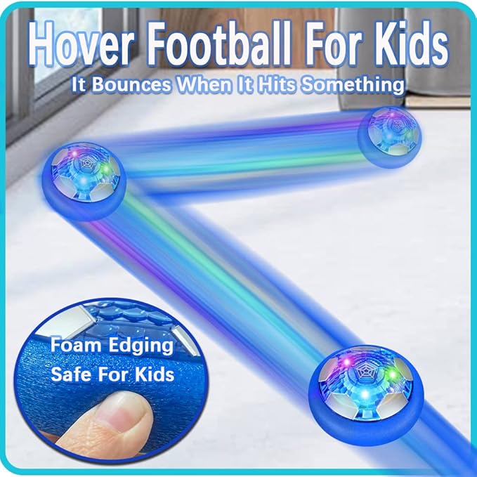 JRD&BS WINLAir Floating Hover Soccer with LED Lights - Battery Powered Football Toy with Soft Foam Bumper for Indoor/Outdoor Play, Exciting Gift for Kids & Teens Ages 3-16