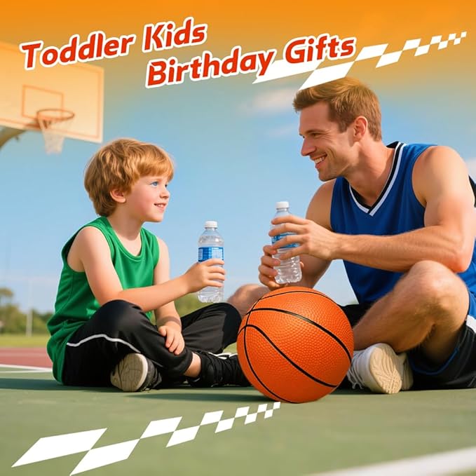 5 Pcs Mini Basketballs Set-7 Inchs Small Basketballs with Pump,Toddler Kids Birthday Gifts,Boys Girls Rubber Ball Over the Door Hoop Replacements,Indoor Outdoor Sports Toys Pool Beach Fun,Party Favors